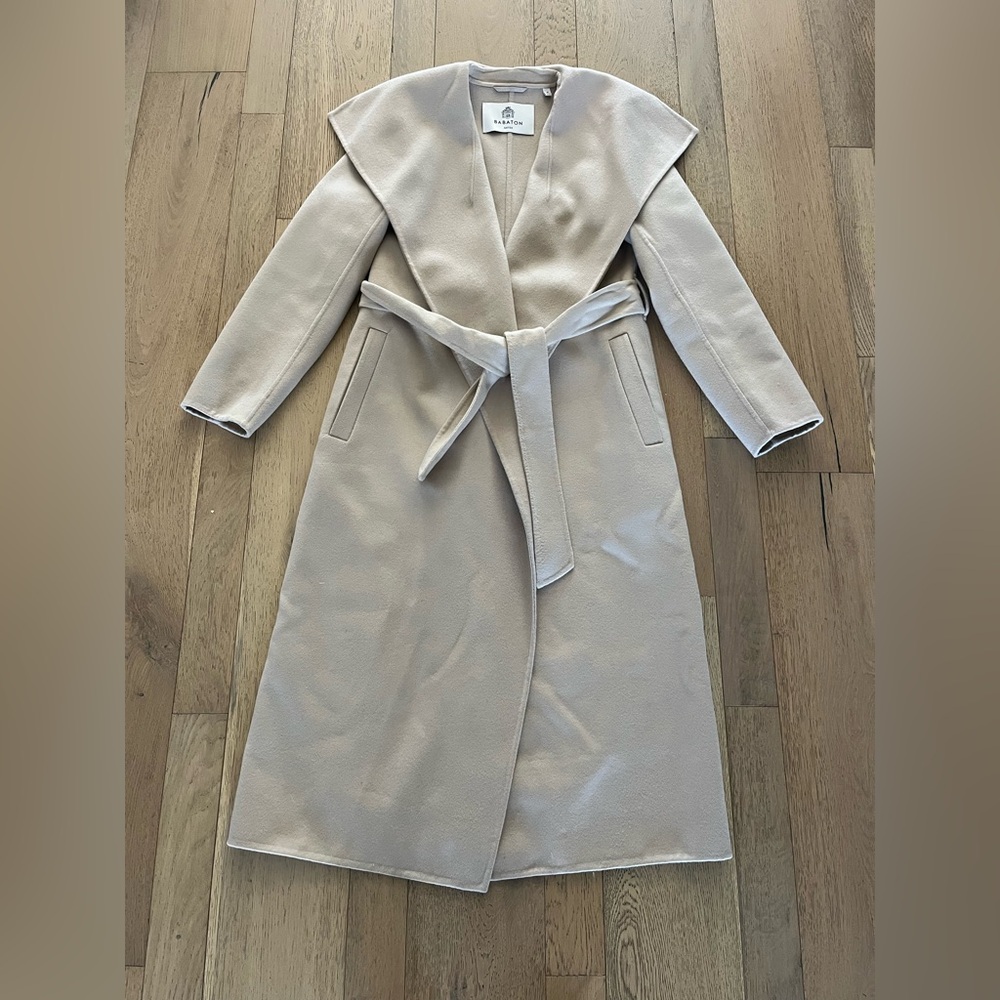 Aritzia babaton marcona beige luxe wool cashmere portfolio double face coat